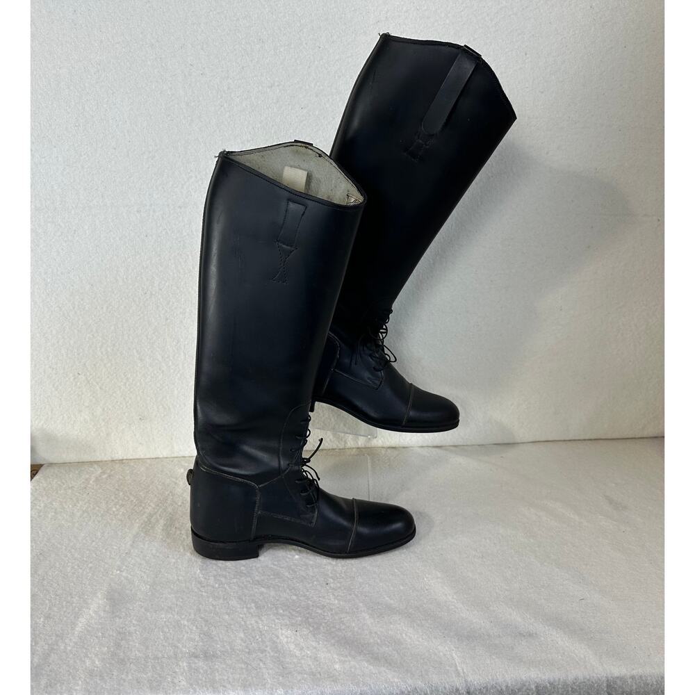 Elan Vintage Black Leather Tall English Riding Boot Size 6 Heritage Style